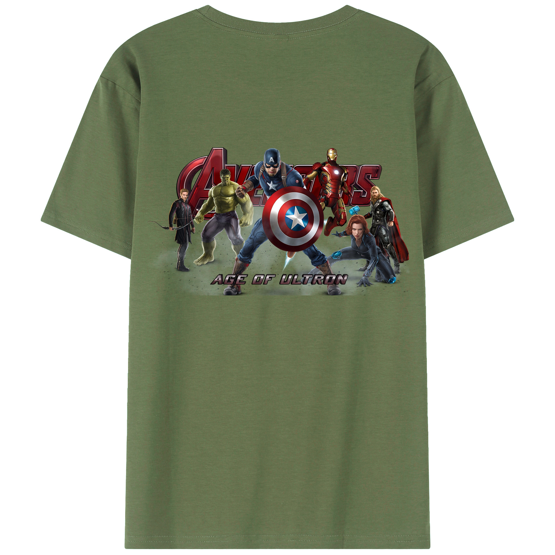 （画像用） アベンジャーズ The Avengers 綿100％ メンズ半袖Tシャツ（バックプリント） 通気性